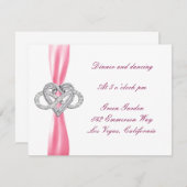 Carte de réception de mariage Coeur rose Infinity (Devant / Derrière)