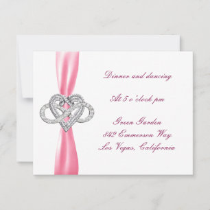 Carte de réception de mariage Coeur rose Infinity
