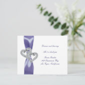 Carte de Réception de Mariage Cœurs de Diamant Ble (Debout devant)
