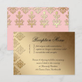 Carte de réception de mariage Damask indien rose b (Devant / Derrière)