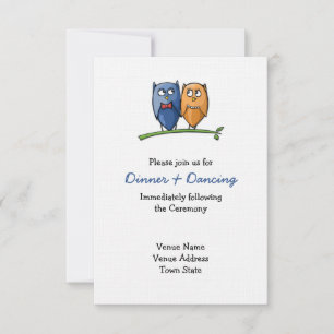 Carte de réception de mariage d'amour de Owl