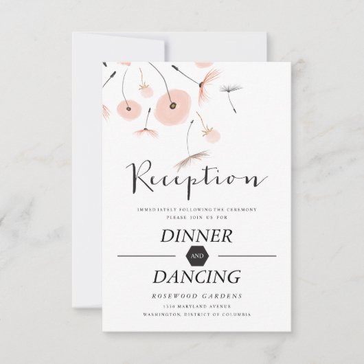 Carte de réception de mariage Dandelion Typographi (Devant)