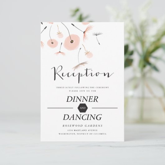 Carte de réception de mariage Dandelion Typographi (Debout devant)