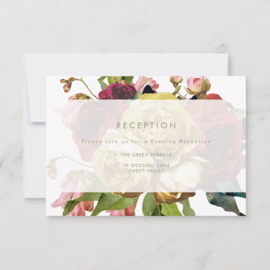 Carte de réception de mariage dans un jardin angla (Devant)