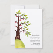 Carte de réception de mariage d'arbre vert aquarel (Dos)