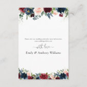 Carte de réception de mariage de Bourgogne et de l (Dos)