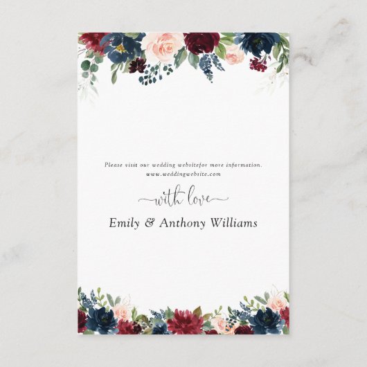 Carte de réception de mariage de Bourgogne et de l (Dos)