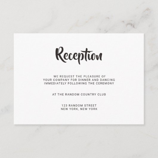 Carte de réception de mariage de calligraphie à br (Devant)