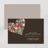 Carte de réception de mariage de coeur Fleurs de p (Devant / Derrière)