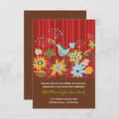 Carte de réception de mariage de jardin floral rou (Devant / Derrière)