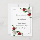 Carte de réception de mariage de Noël Roses rouges (Devant)