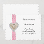 Carte de réception de mariage dentelle rose licorn (Devant / Derrière)