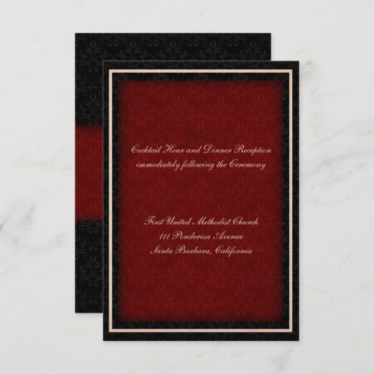 Carte de réception de mariage d'hiver rouge et noi (Devant / Derrière)