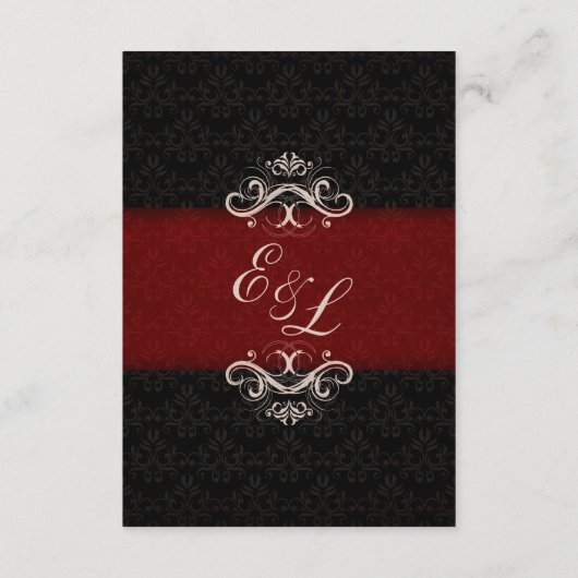 Carte de réception de mariage d'hiver rouge et noi (Dos)