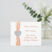Carte de réception de mariage diamant cœur orange (Debout devant)