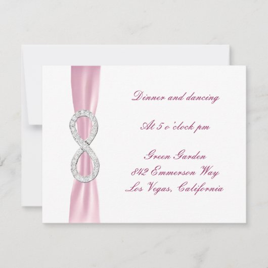 Carte de réception de mariage Diamant Rose Infini (Devant)