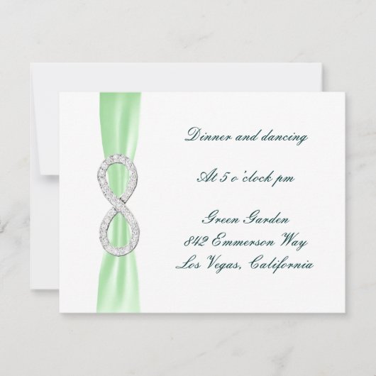 Carte de Réception de Mariage Diamant Vert Infini (Devant)
