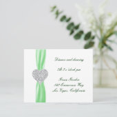 Carte de réception de mariage Diamond Heart Green (Debout devant)
