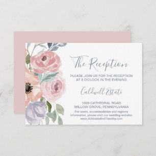 Carte de réception de mariage Dusty Rose Florals