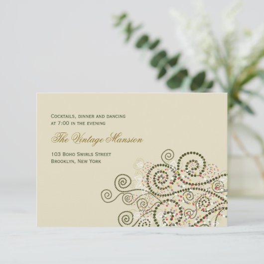 Carte de réception de mariage élégante Boho spiral (Debout devant)