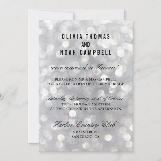 Carte de réception de mariage élégante grise moder (Devant)