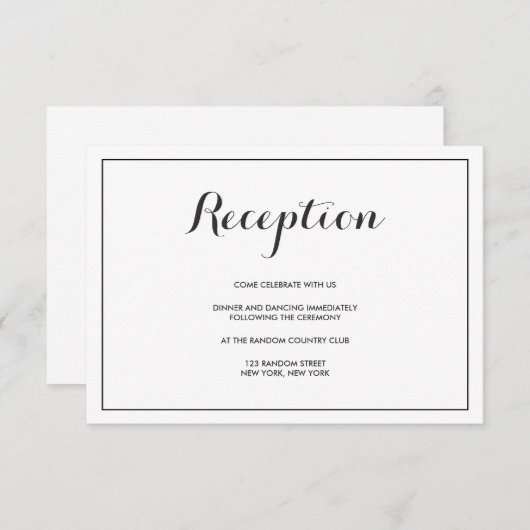 Carte de réception de mariage élégante moderne (Devant / Derrière)