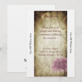 Carte de réception de mariage en arbre rose (Devant / Derrière)