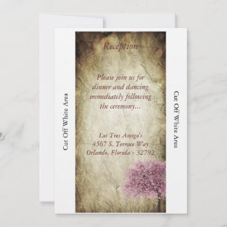 Carte de réception de mariage en arbre rose
