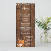 Carte de réception de mariage en bois de citrouill (Debout devant)