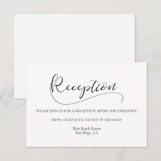 Carte de réception de mariage en calligraphie élég (Devant / Derrière)