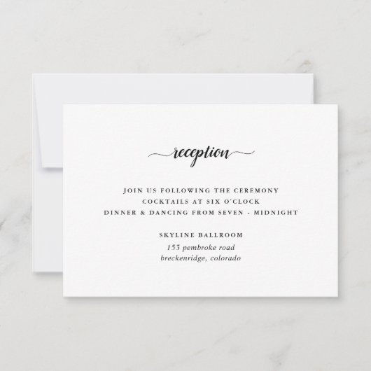 Carte de réception de mariage en calligraphie noir (Devant)