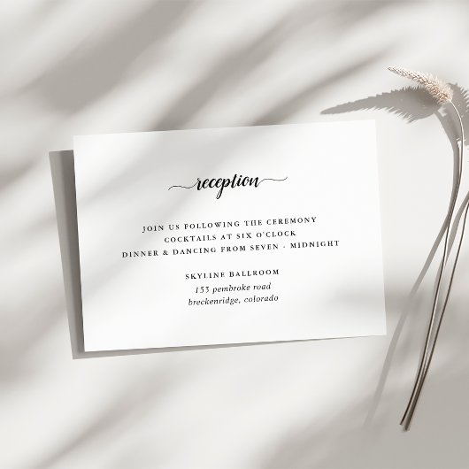 Carte de réception de mariage en calligraphie noir