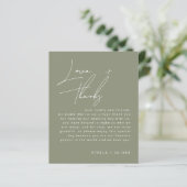 Carte de réception de mariage en calligraphie vert (Debout devant)