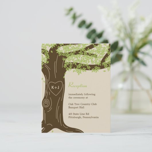 Carte de réception de mariage en chêne (Debout devant)