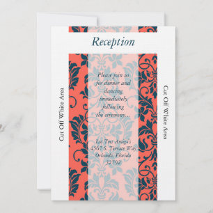 Carte de réception de mariage en damas marine et c