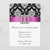 Carte de réception de mariage en damas rose noir b (Dos)