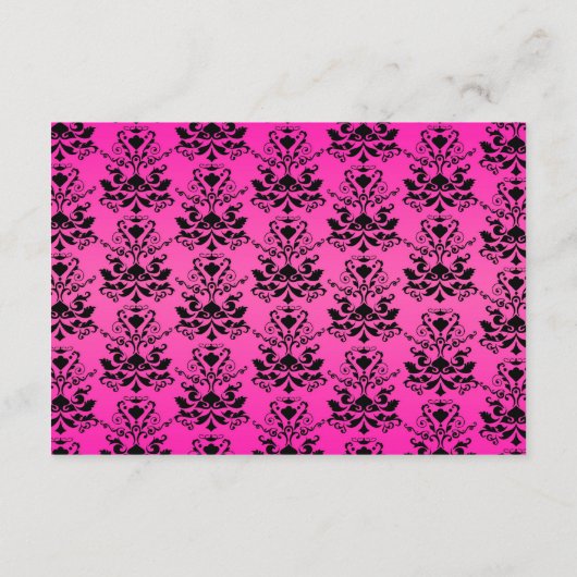 Carte de réception de mariage en damas vert rose e (Dos)