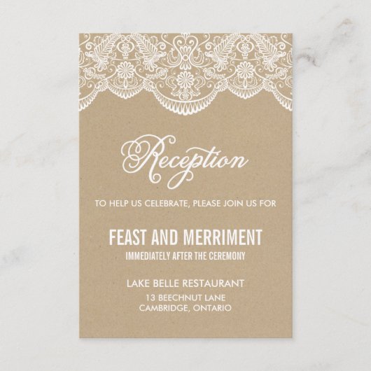 Carte de réception de mariage en dentelle brocart  (Devant)