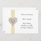 Carte de réception de mariage en dentelle jaune Li (Devant / Derrière)