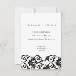 Carte de réception de mariage en dentelle noir et