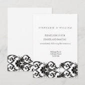 Carte de réception de mariage en dentelle noire et (Devant / Derrière)