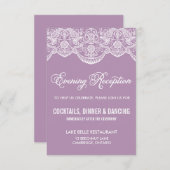 Carte de réception de mariage en dentelle violette (Devant / Derrière)