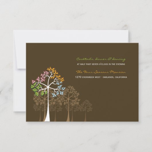 Carte de réception de mariage en forêt aux arbres (Devant)