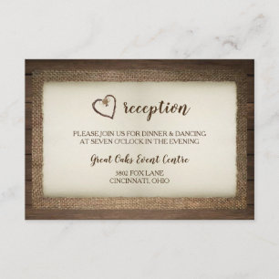 Carte de réception de mariage en forme de cœur en