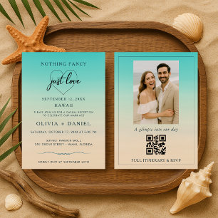 Carte de réception de mariage en fuite sur la plag