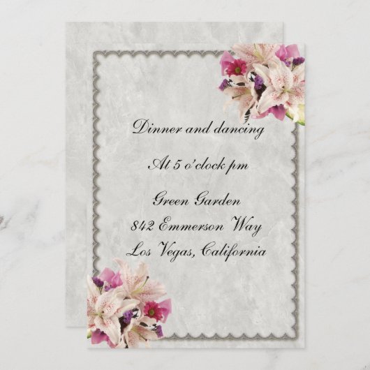 Carte de réception de mariage en marbre blanc (Devant / Derrière)