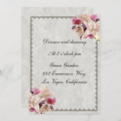 Carte de réception de mariage en marbre floral Lil (Devant / Derrière)