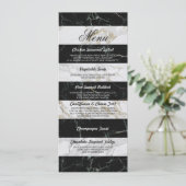 Carte de réception de mariage en marbre noir et bl (Debout devant)