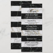 Carte de réception de mariage en marbre noir et bl (Devant / Derrière)