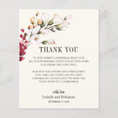 Carte de réception de mariage en Merci floral (Devant)